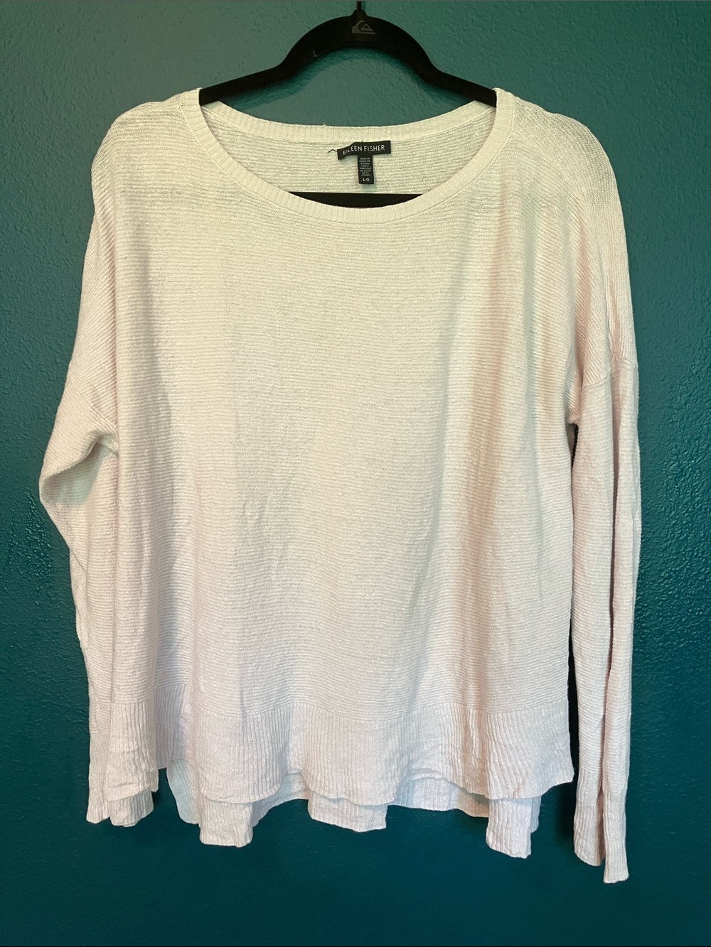 Eileen Fisher Pale Blush Lightweight Knit Pullover
